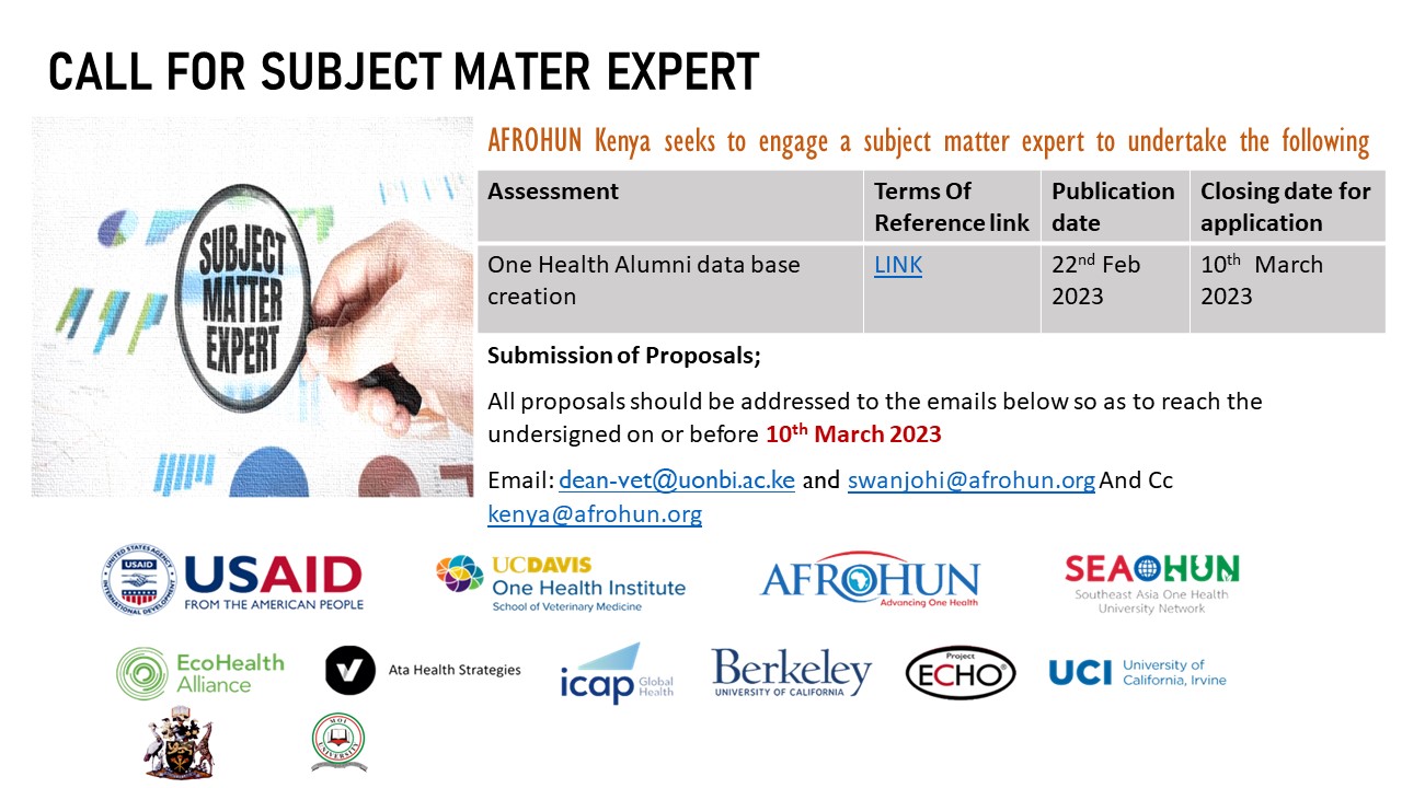 Call for Subject Matter Expert 10th March 2023